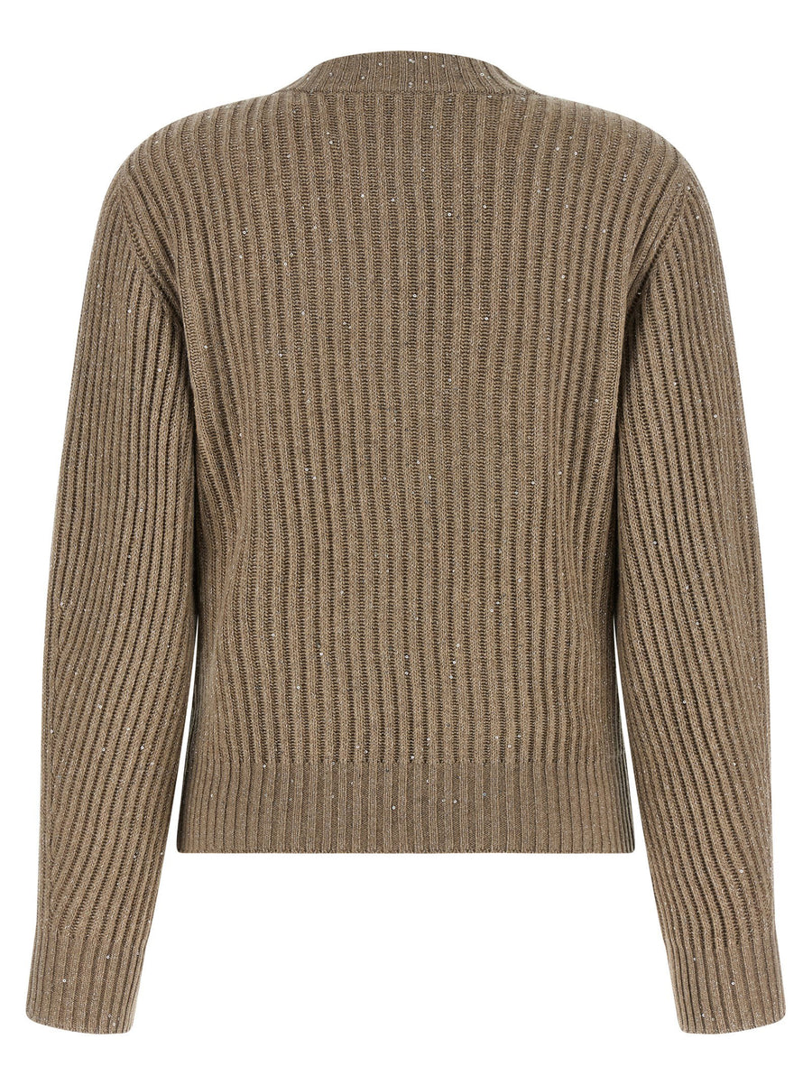 Brunello Cucinelli Sparkling Sweater Luxurious Cashmere Wool Blend With Lamé Thread And Sequins For Women
