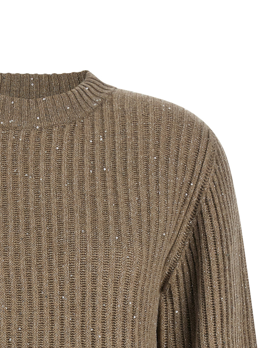 Brunello Cucinelli Sparkling Sweater Luxurious Cashmere Wool Blend With Lamé Thread And Sequins For Women