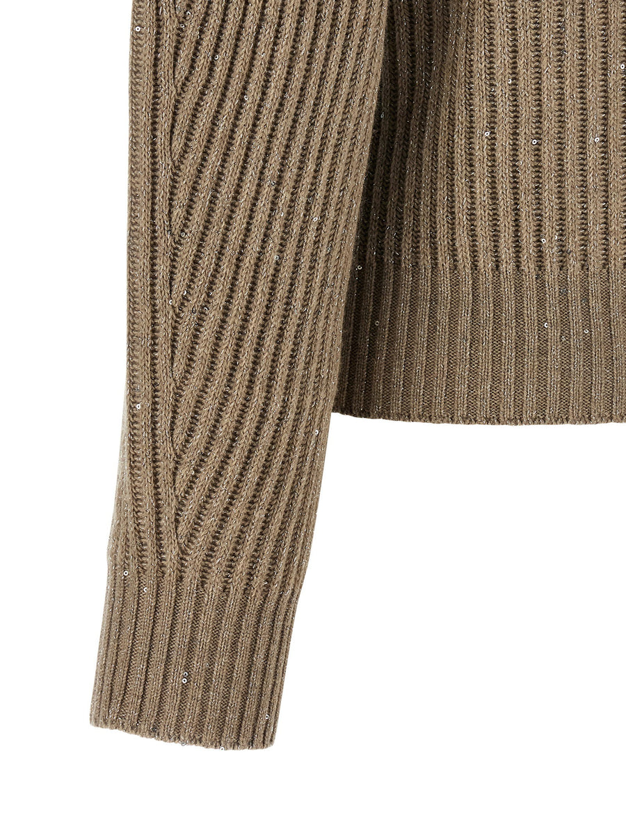 Brunello Cucinelli Sparkling Sweater Luxurious Cashmere Wool Blend With Lamé Thread And Sequins For Women