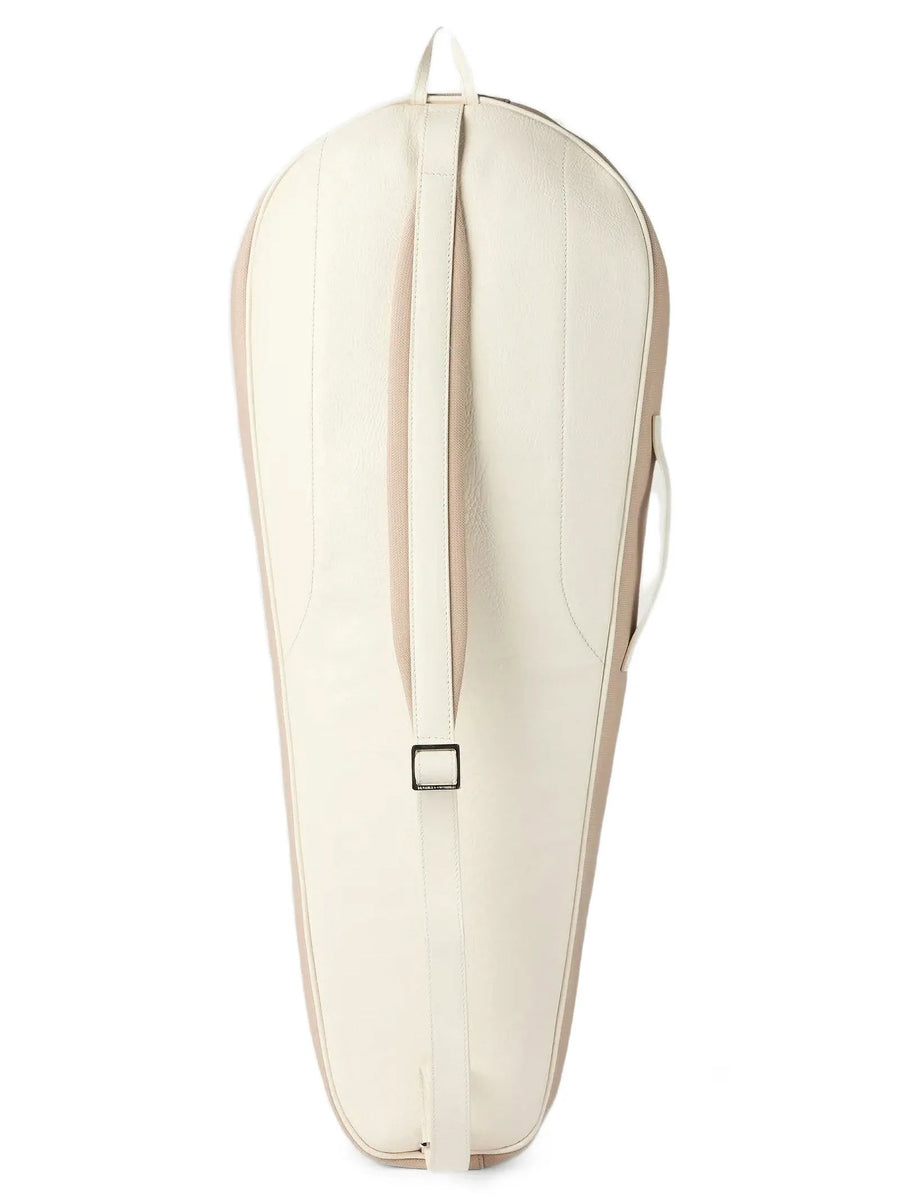 Brunello Cucinelli Beige Calf Leather Tennis Racket Case For Men Premium Padded Shoulder Strap
