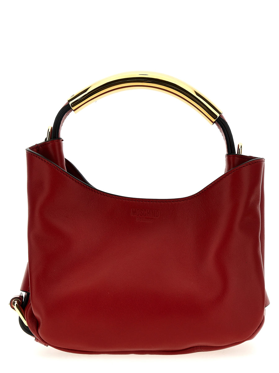 Moschino Handle Me Bag Small Red Nappa Leather For Women With Luxurious Tubular Metal Handle And Magnetic Closure