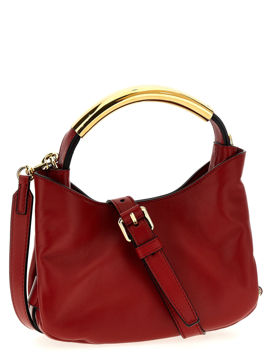 Moschino Handle Me Bag Small Red Nappa Leather For Women With Luxurious Tubular Metal Handle And Magnetic Closure