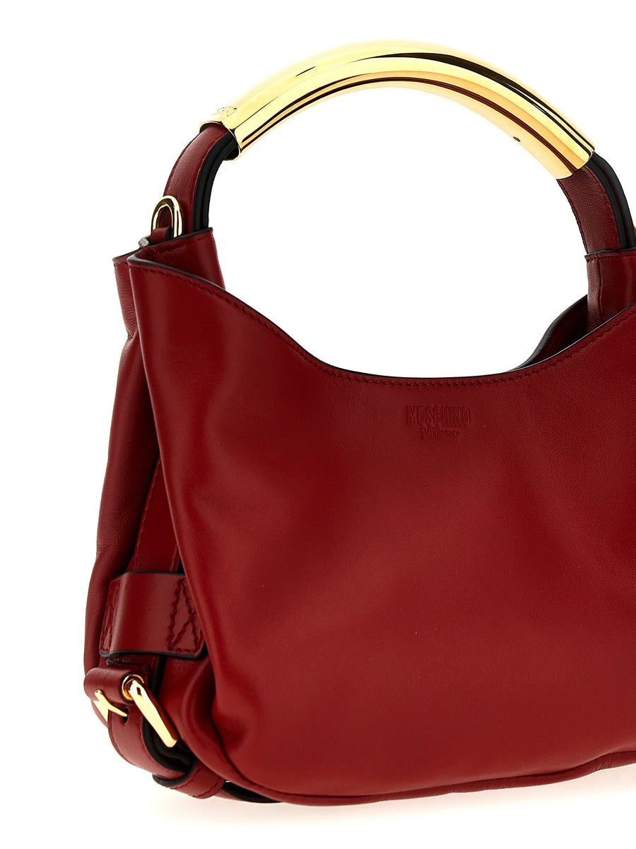 Moschino Handle Me Bag Small Red Nappa Leather For Women With Luxurious Tubular Metal Handle And Magnetic Closure