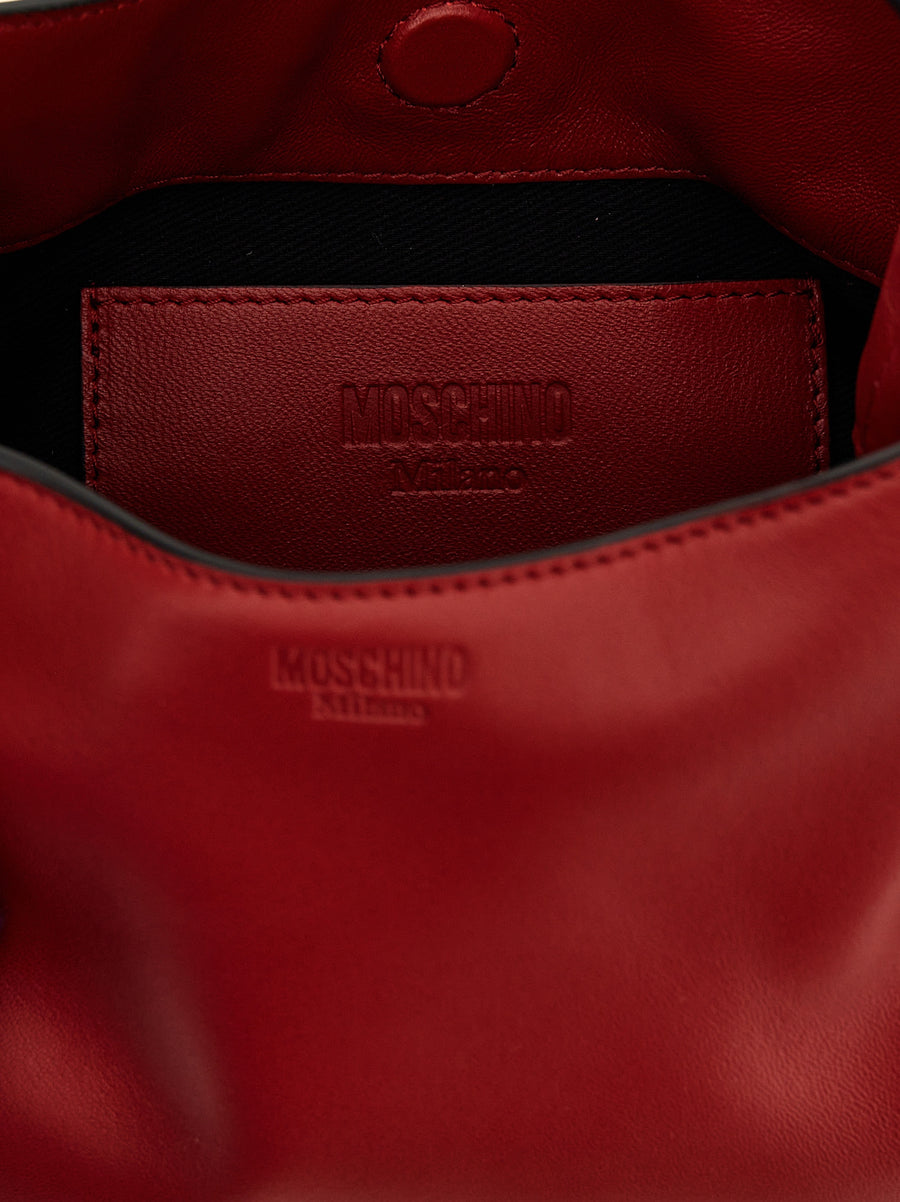 Moschino Handle Me Bag Small Red Nappa Leather For Women With Luxurious Tubular Metal Handle And Magnetic Closure