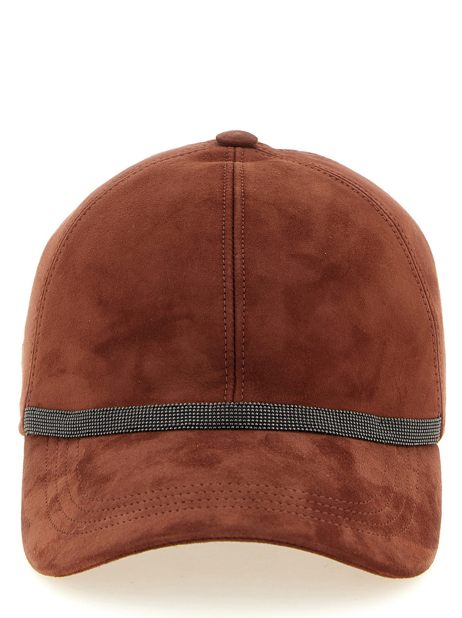 Brunello Cucinelli Baseball Cap for Women Luxurious Lamb Leather Suede with Adjustable Strap