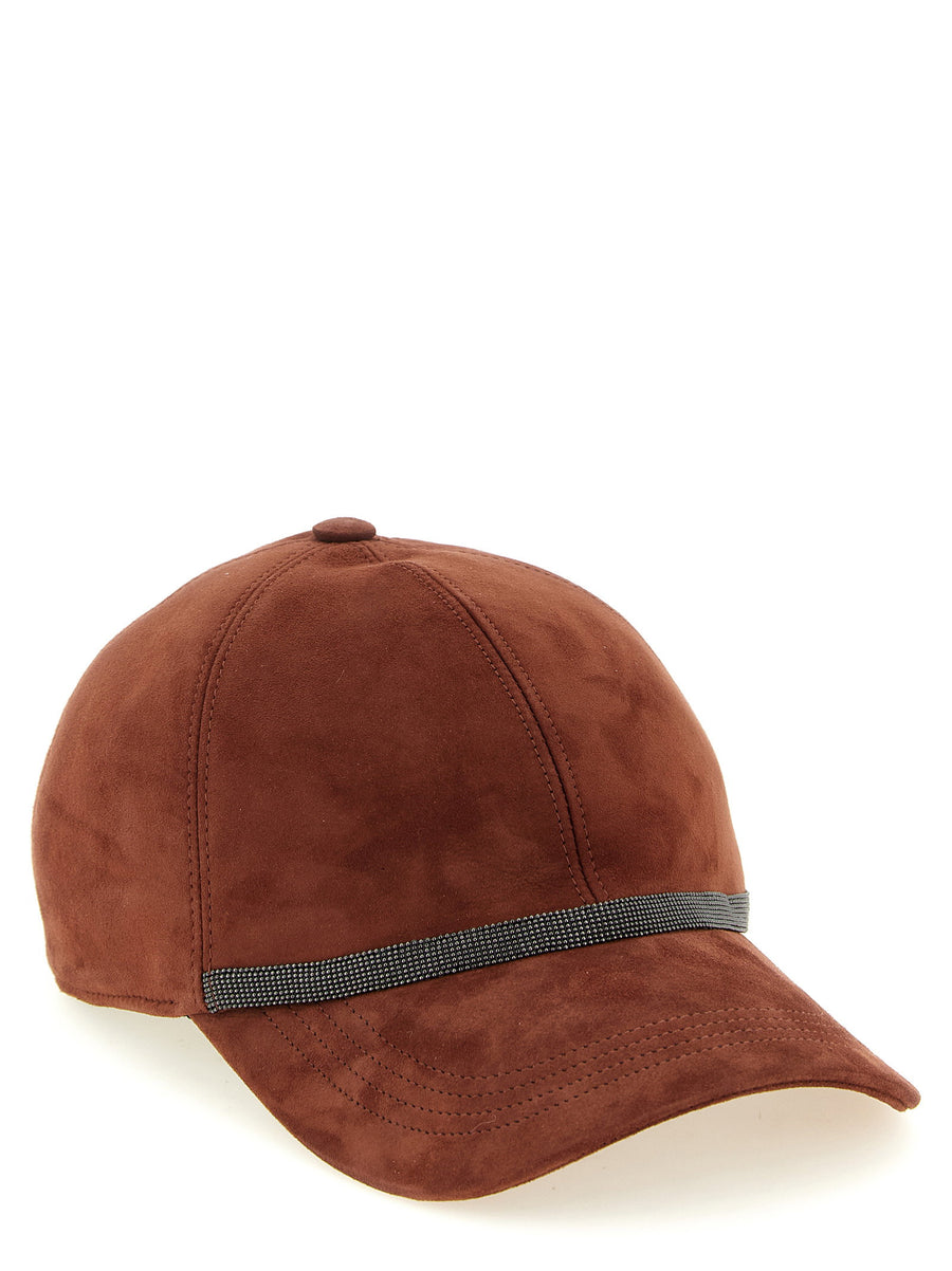 Brunello Cucinelli Baseball Cap for Women Luxurious Lamb Leather Suede with Adjustable Strap