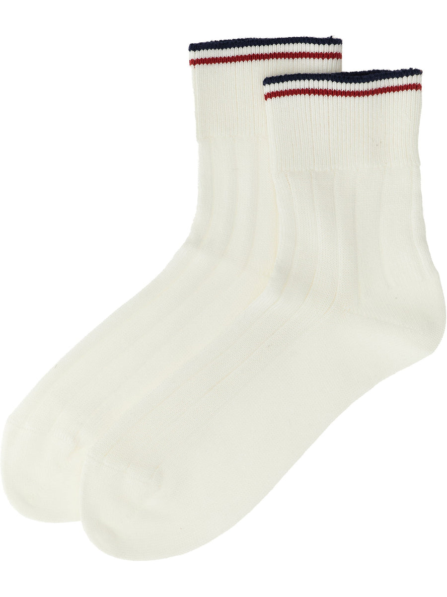 Brunello Cucinelli Striped Pure Cotton Socks Active Line White Red Navy