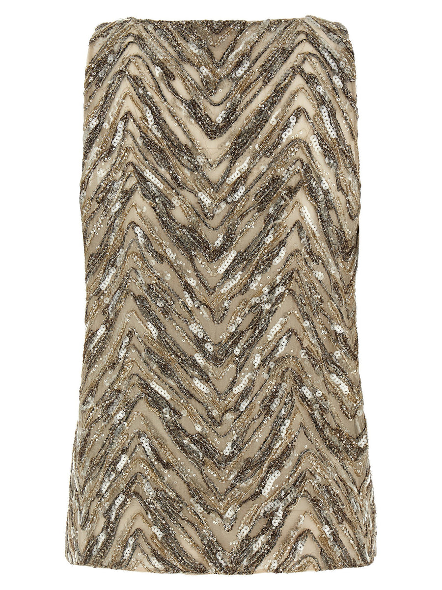 Brunello Cucinelli Dazzling Chevron Embroidery Top