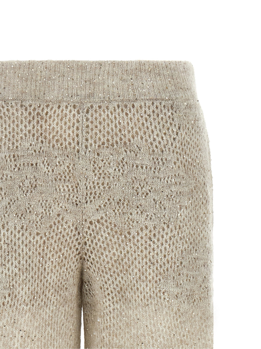 Brunello Cucinelli Abstract Leaf Trousers Beige Relaxed Fit