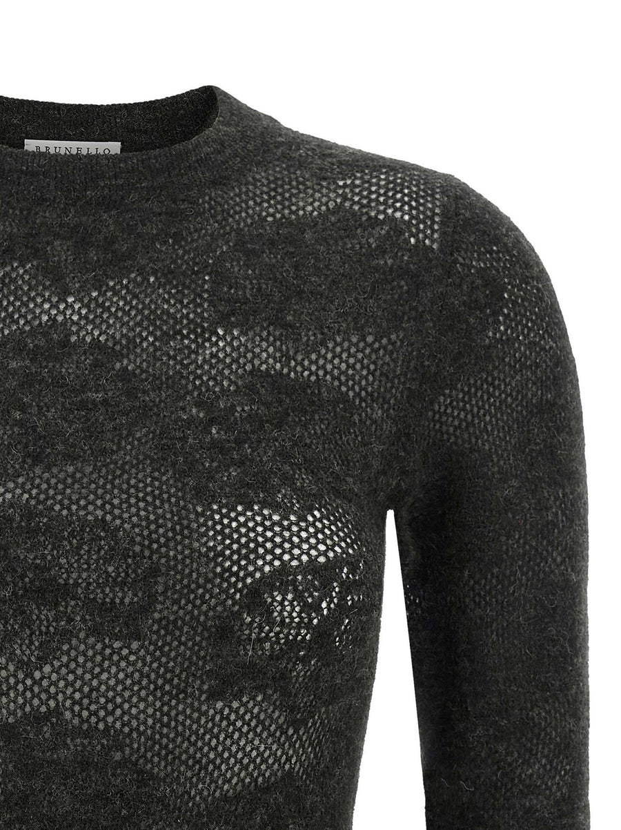 Brunello Cucinelli Flower Lace Sweater