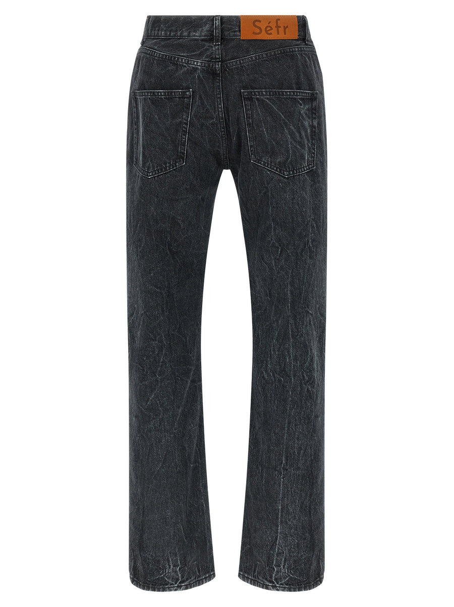 Séfr Classic Cut Jeans For Men Italian 12oz Cotton Denim Black Marble Wash Durable Everyday Wear