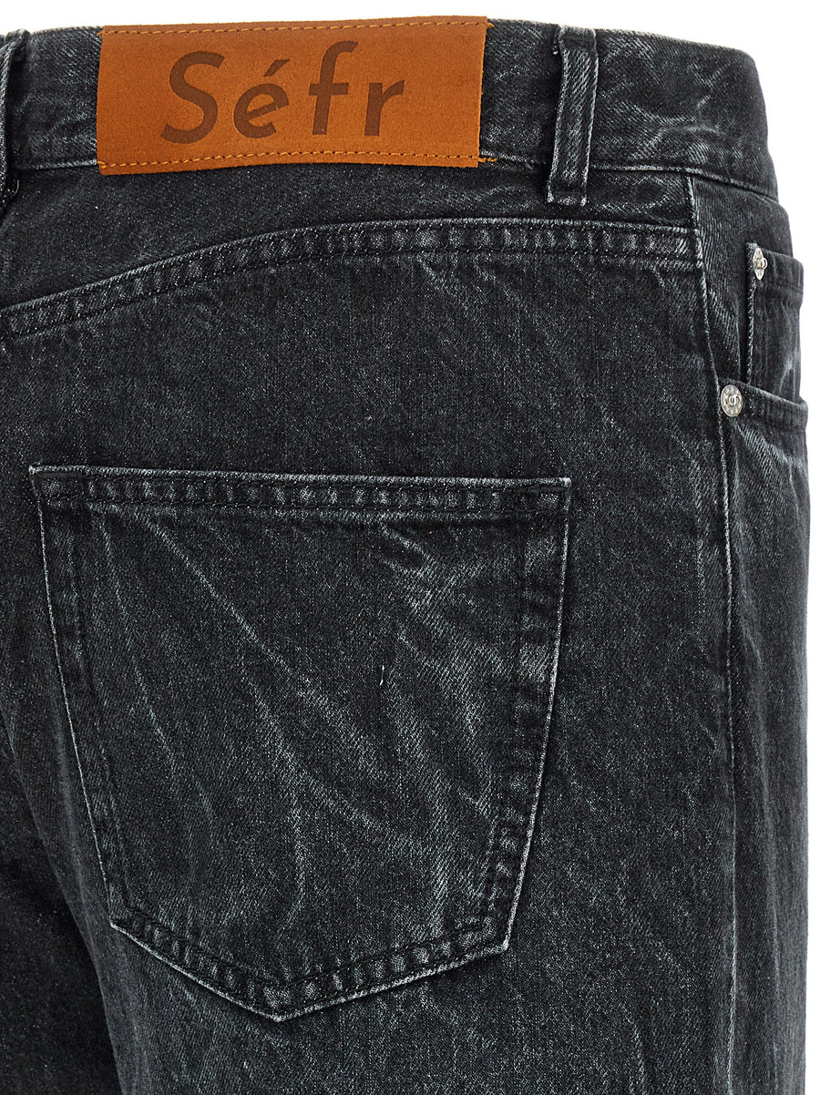 Séfr Classic Cut Jeans For Men Italian 12oz Cotton Denim Black Marble Wash Durable Everyday Wear