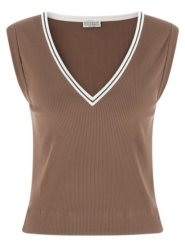 Brunello Cucinelli Shiny Trim Tank Top