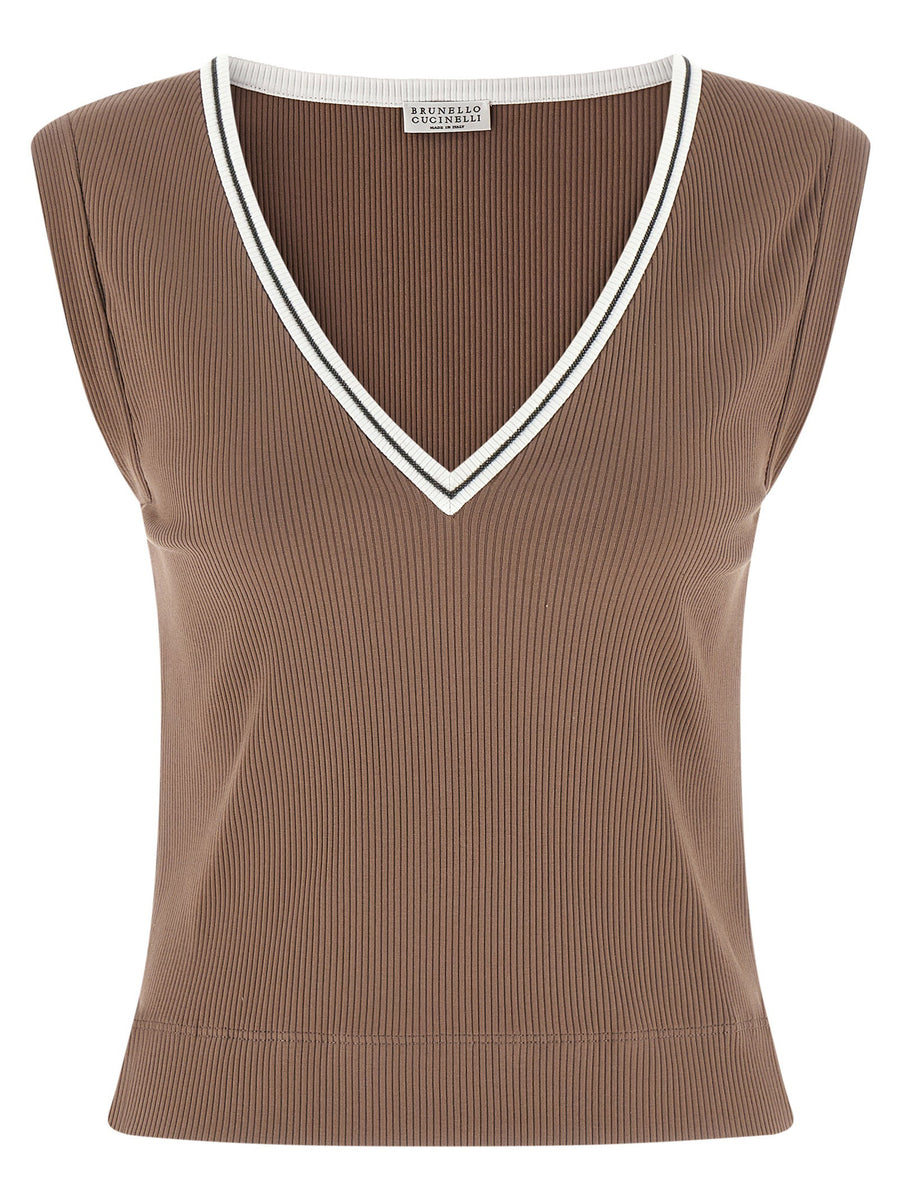 Brunello Cucinelli Shiny Trim Tank Top