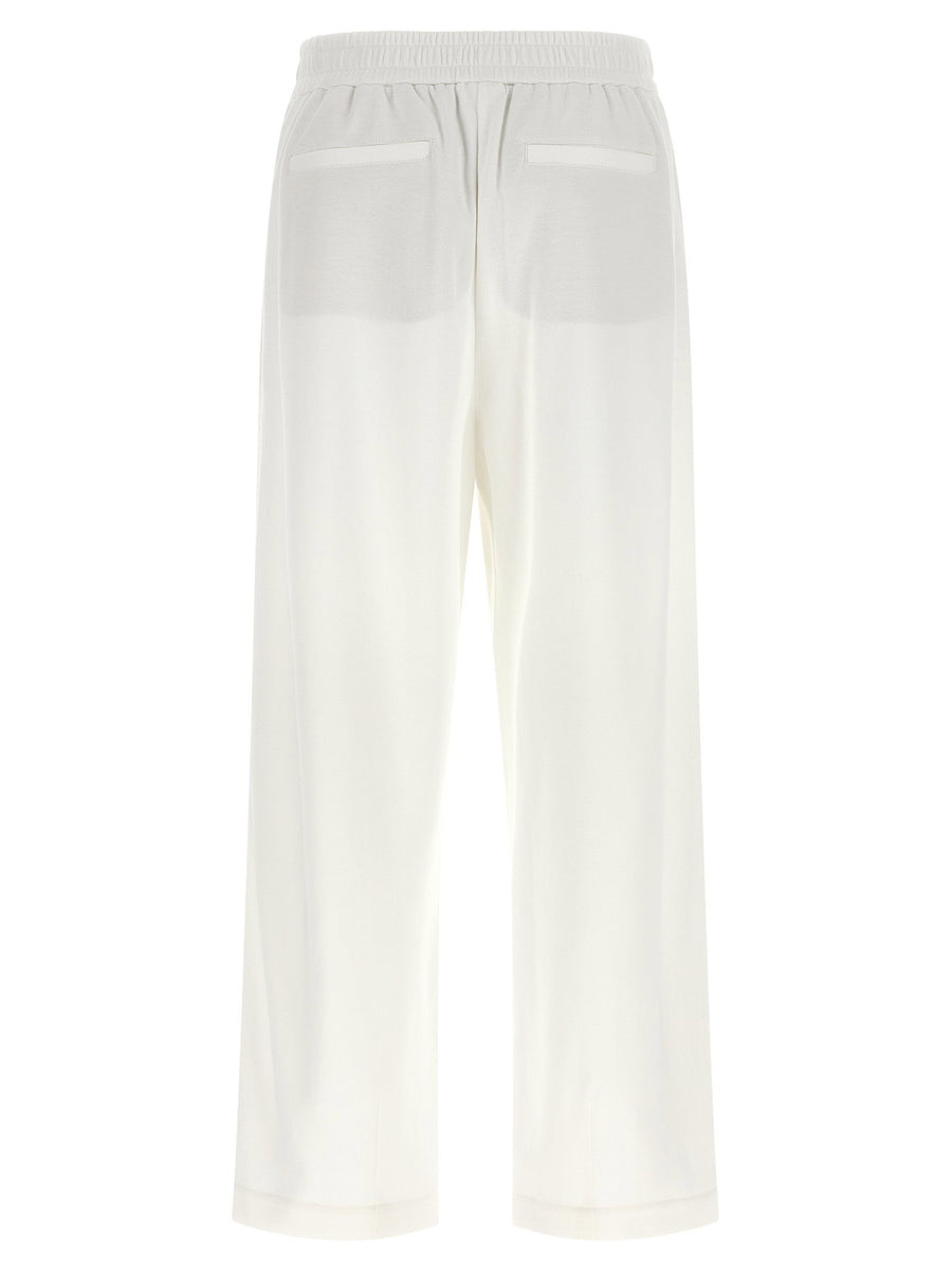 Brunello Cucinelli White Cotton Pique Track Pants For Women