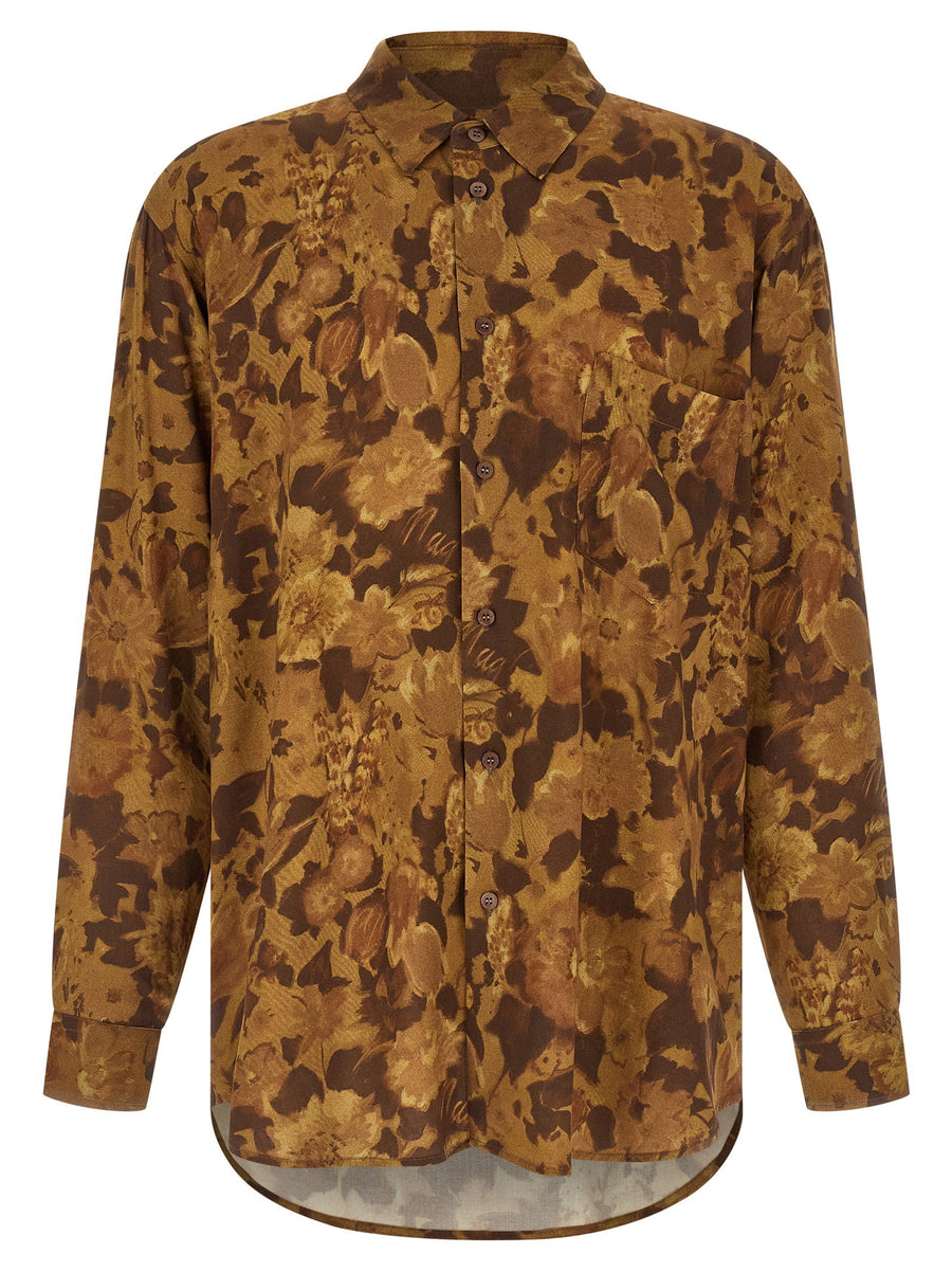 Magliano Dried Flower Shirt For Men Lightweight Viscose With Allover Floral Print