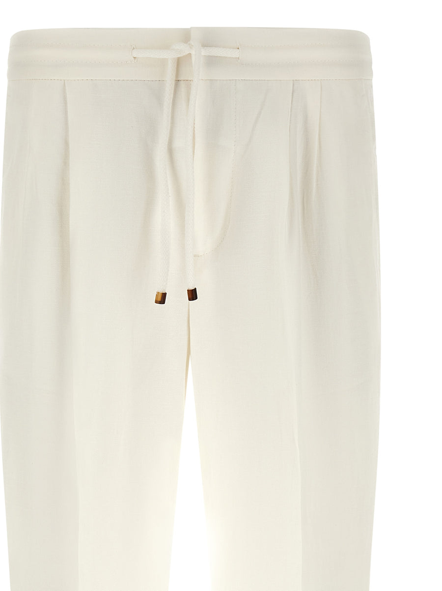 Brunello Cucinelli Linen Trousers for Men Breathable Linen Cotton Blend with Adjustable Waist Luxury Summer Tailoring