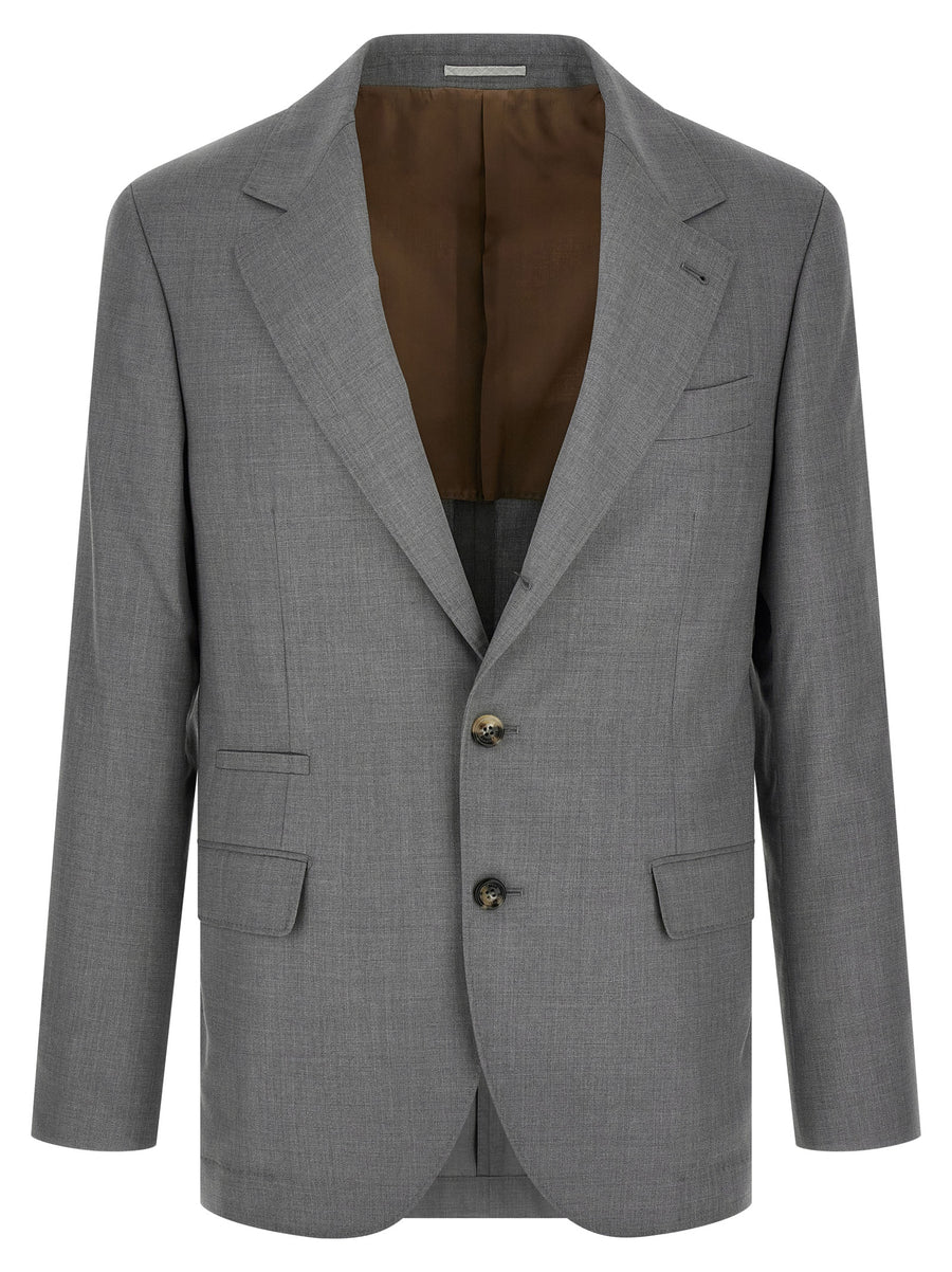 Brunello Cucinelli Hopsack Blazer Breathable Virgin Wool Silk Blend Italian Craftsmanship For Modern Men