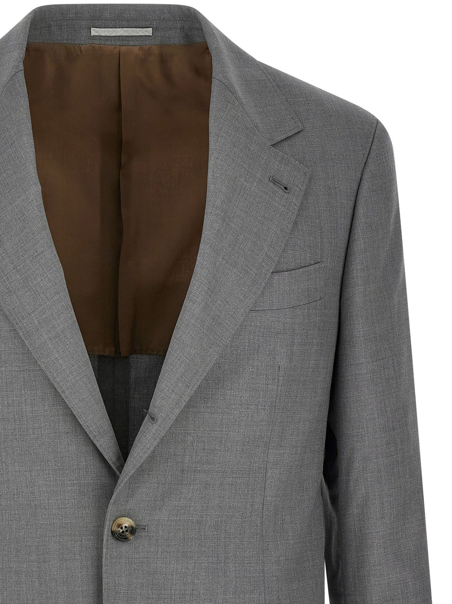 Brunello Cucinelli Hopsack Blazer Breathable Virgin Wool Silk Blend Italian Craftsmanship For Modern Men