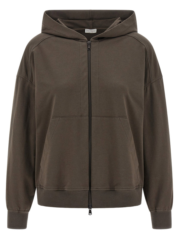 Brunello Cucinelli Monile Hoodie Brushed Cotton Brown Women