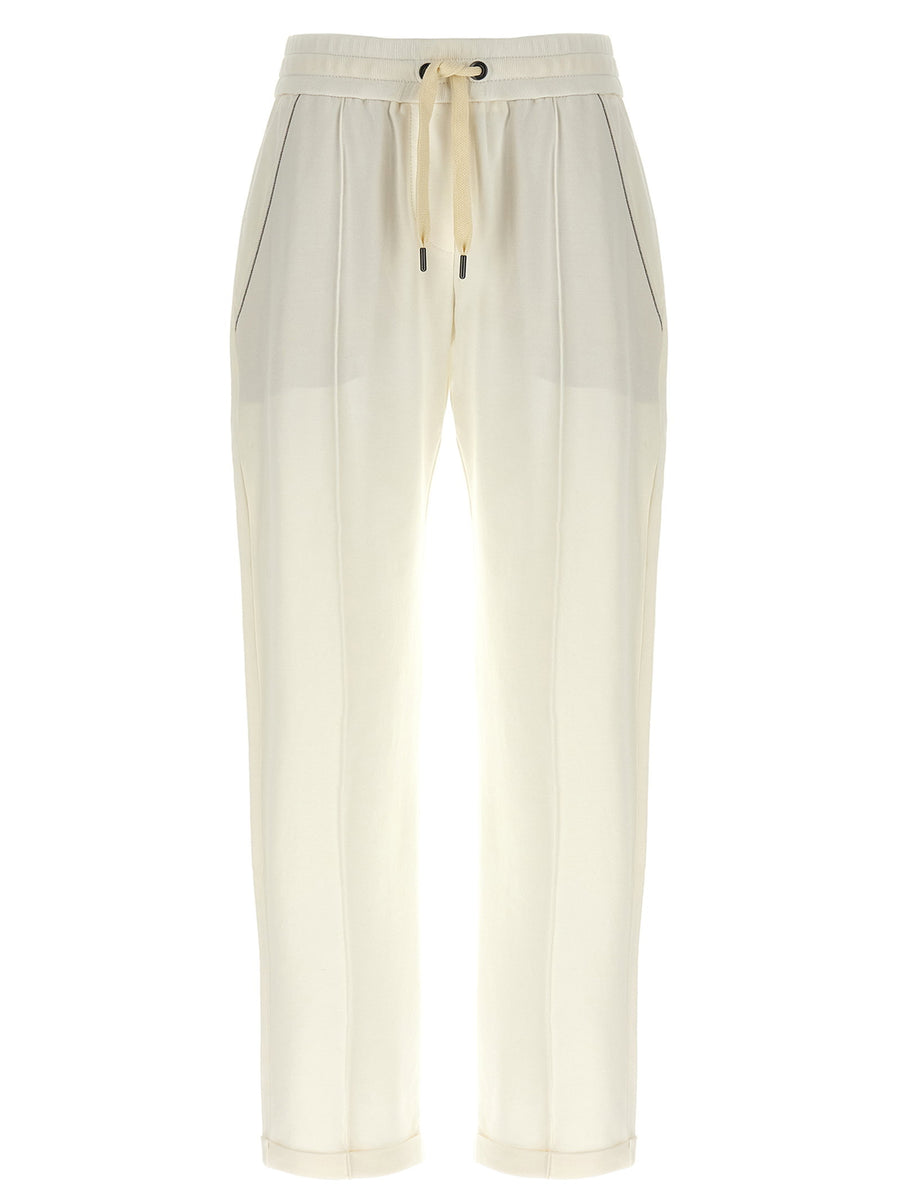 Brunello Cucinelli Monile Joggers In Brushed Cotton With Monile Detail