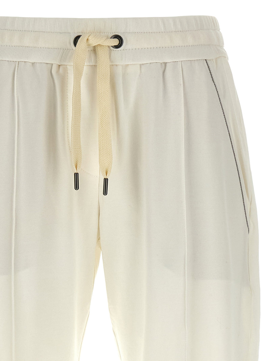 Brunello Cucinelli Monile Joggers In Brushed Cotton With Monile Detail