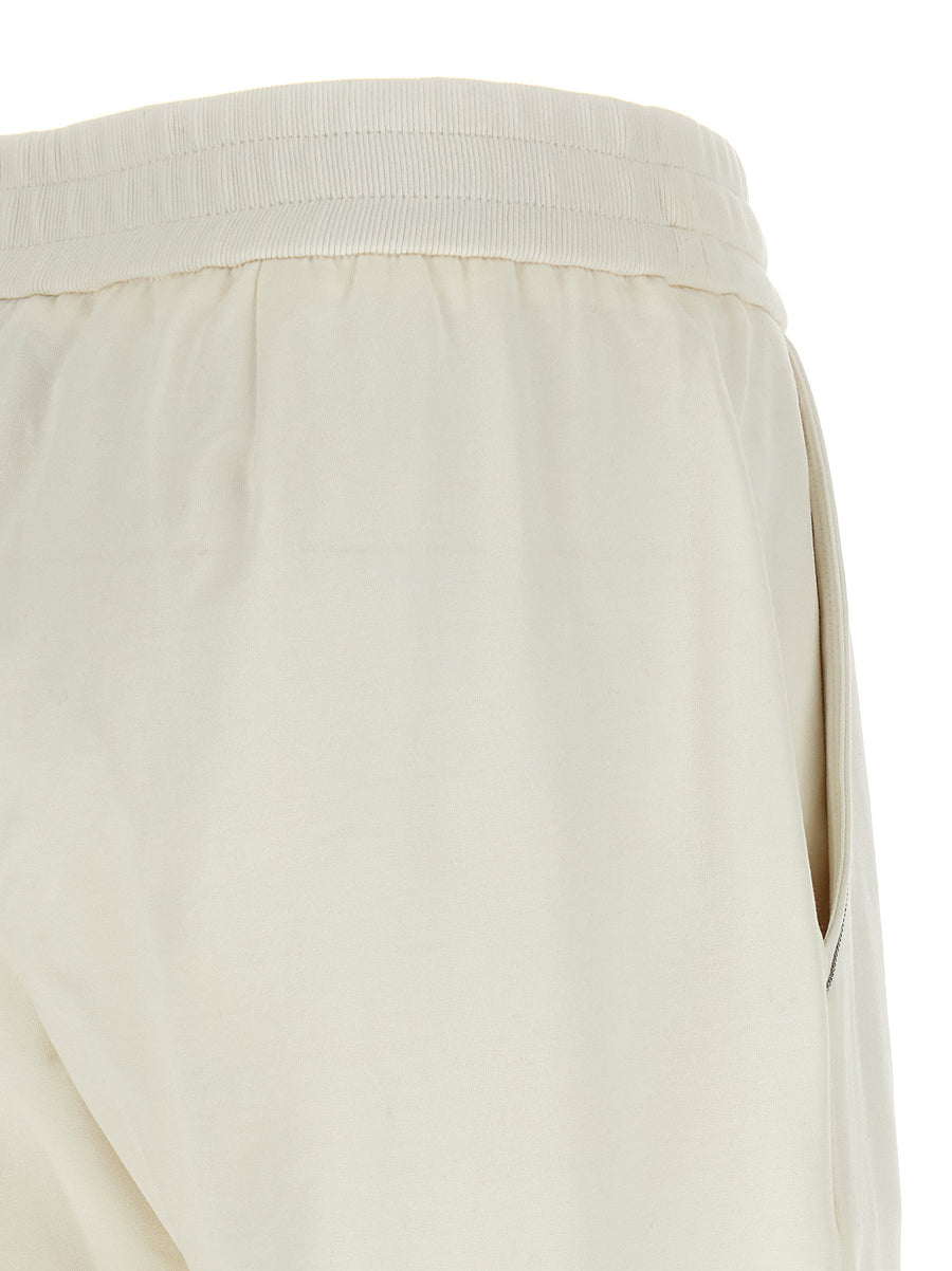 Brunello Cucinelli Monile Joggers In Brushed Cotton With Monile Detail