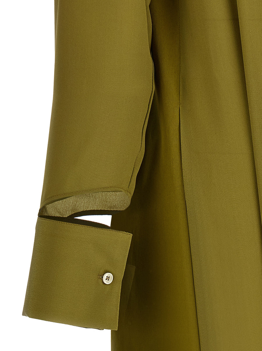 Maison Jejia Antoine Silk Shirt Dress With Detachable Collar In Green For Women Two Looks