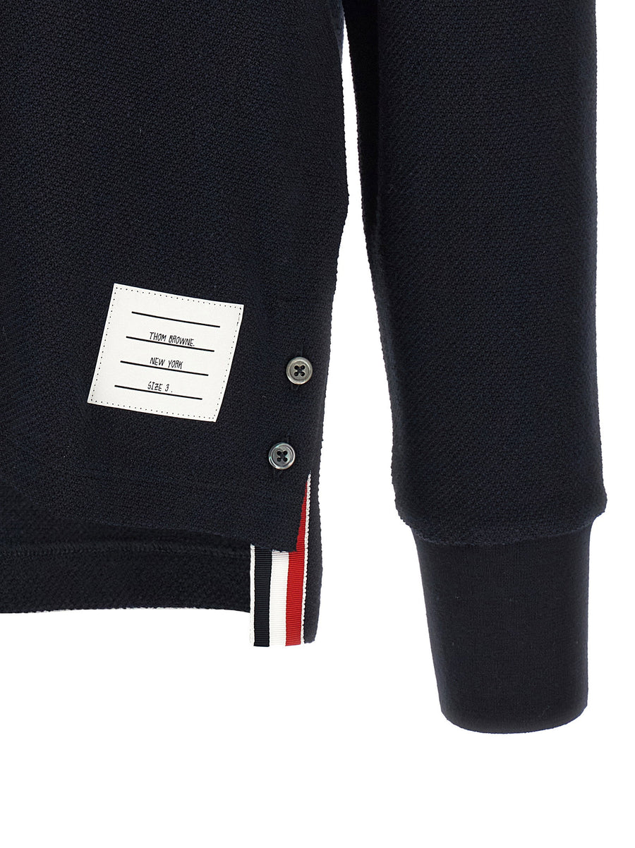 Thom Browne 4 Bar Polo Shirt Premium Cotton Pique Front Logo Patch Signature Detailing For Men