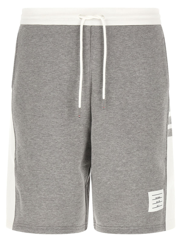 Thom Browne 4 Bar Bermuda Shorts For Men 100 Percent Cotton Jersey Loopback Comfort Premium Fit