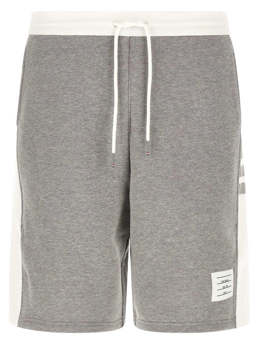 Thom Browne 4 Bar Bermuda Shorts For Men 100 Percent Cotton Jersey Loopback Comfort Premium Fit