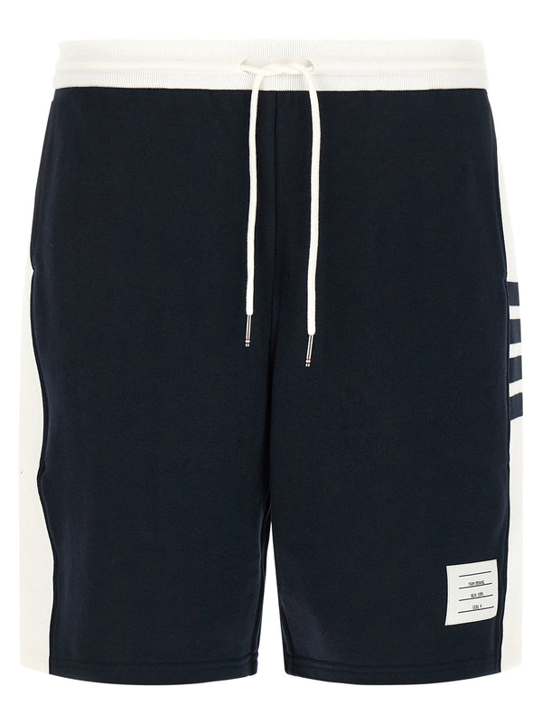 Thom Browne 4 Bar Bermuda Shorts For Men Premium Blue Cotton Loopback Jersey Breathable Comfort
