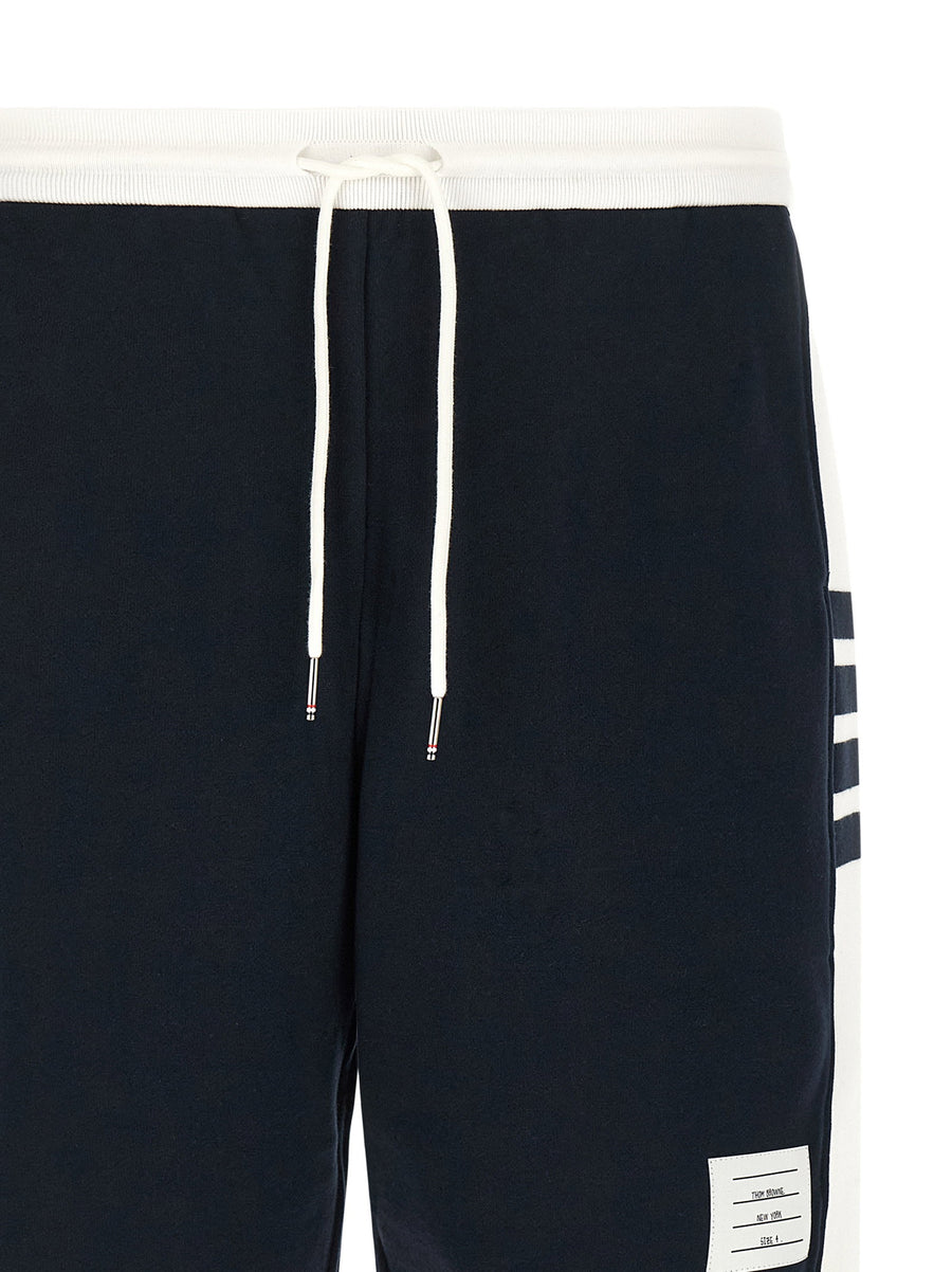 Thom Browne 4 Bar Bermuda Shorts For Men Premium Blue Cotton Loopback Jersey Breathable Comfort