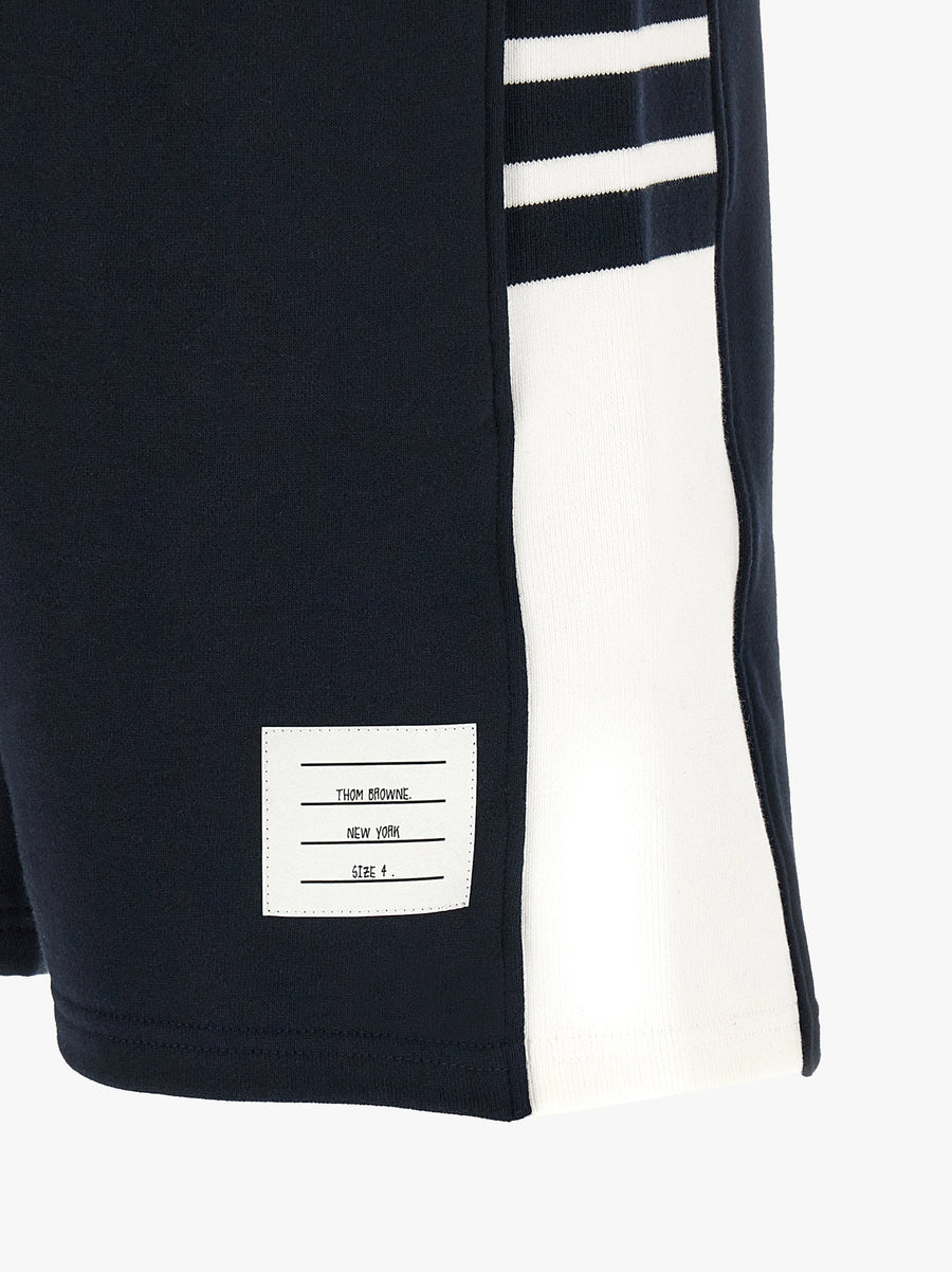 Thom Browne 4 Bar Bermuda Shorts For Men Premium Blue Cotton Loopback Jersey Breathable Comfort