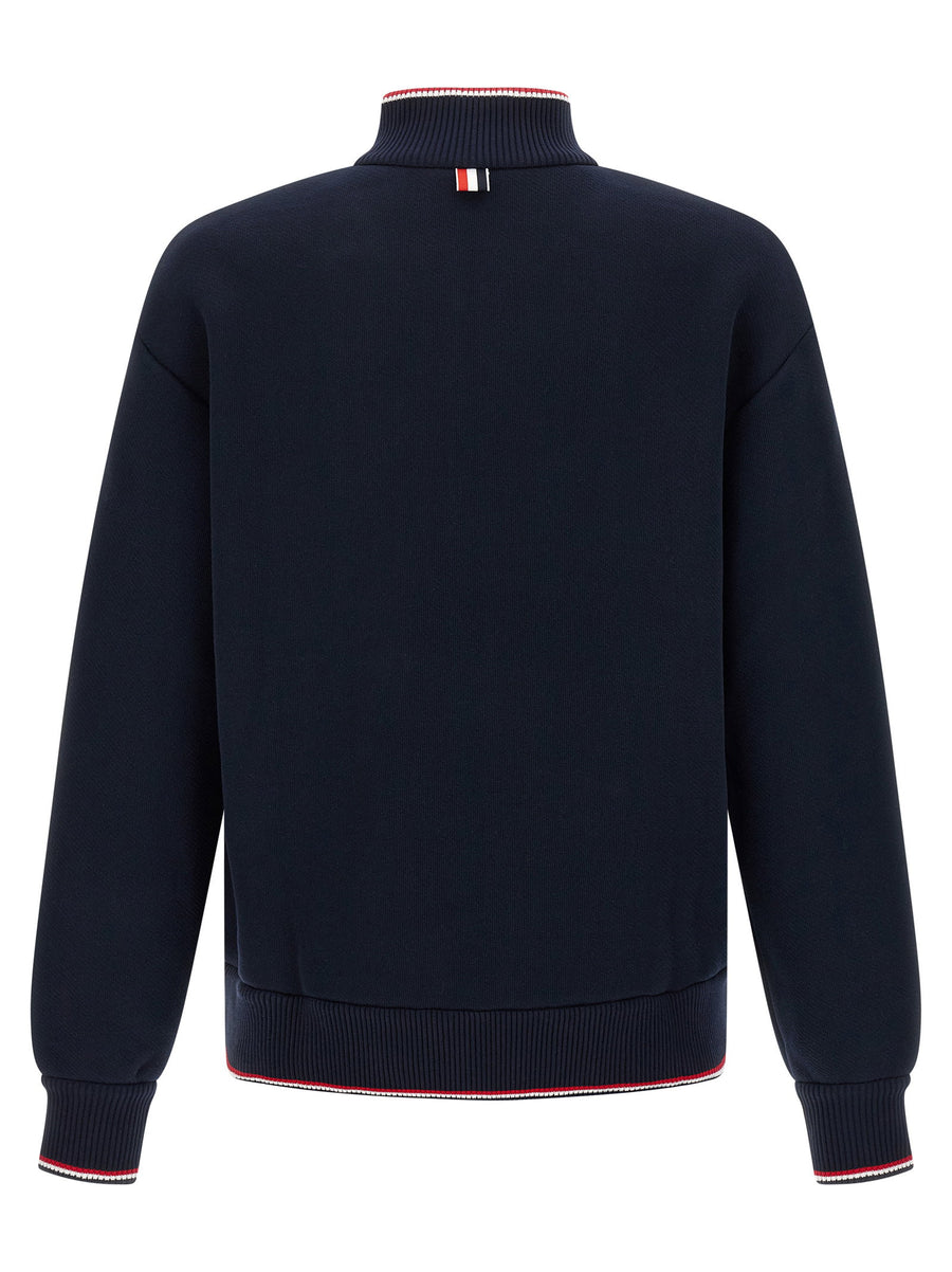 Thom Browne RWB Piping Sweatshirt For Men In Blue Brushed Heavy Cotton With Signature Piping Premium Topwear