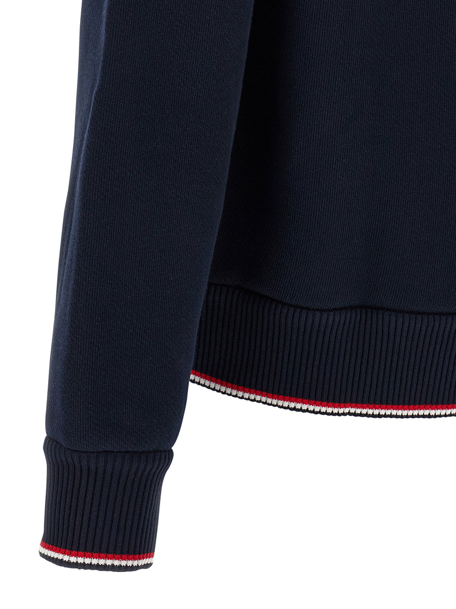 Thom Browne RWB Piping Sweatshirt For Men In Blue Brushed Heavy Cotton With Signature Piping Premium Topwear
