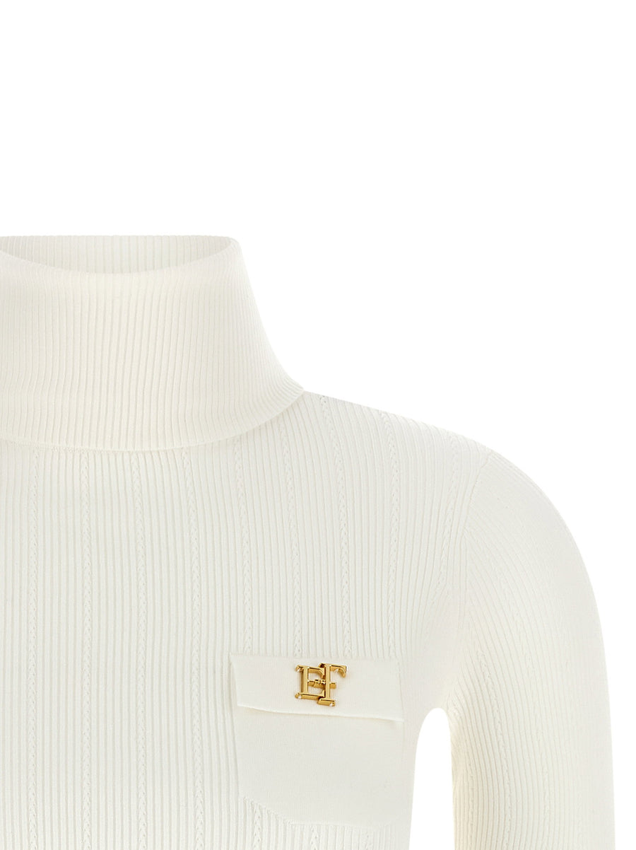 Elisabetta Franchi Turtleneck Embroidery à Jour