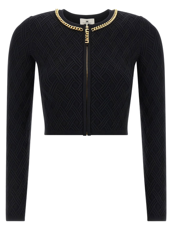 Elisabetta Franchi Jewel Zip Puller Cardigan