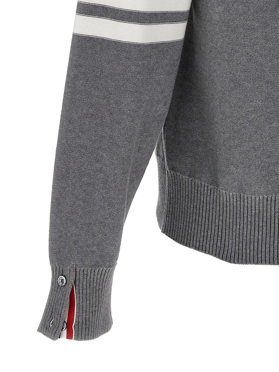 Thom Browne 4 Bar Hector Sweater For Men Gray Cotton Crewneck With Jacquard Signature Detailing