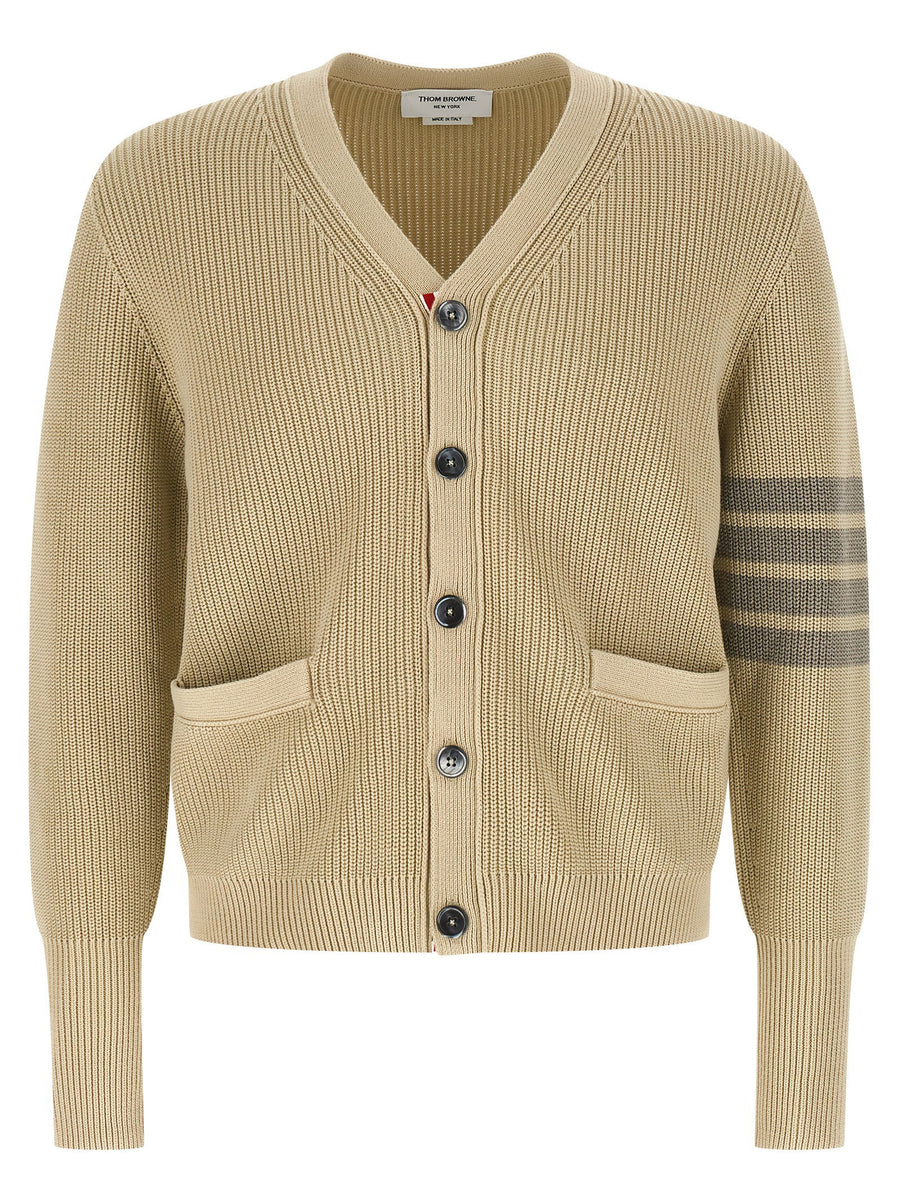 Thom Browne Garment Dye Cardigan For Men One Hundred Percent Cotton Garment Dyed Knit Premium Luxury Wardrobe Essential