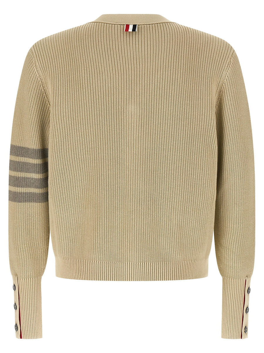 Thom Browne Garment Dye Cardigan For Men One Hundred Percent Cotton Garment Dyed Knit Premium Luxury Wardrobe Essential