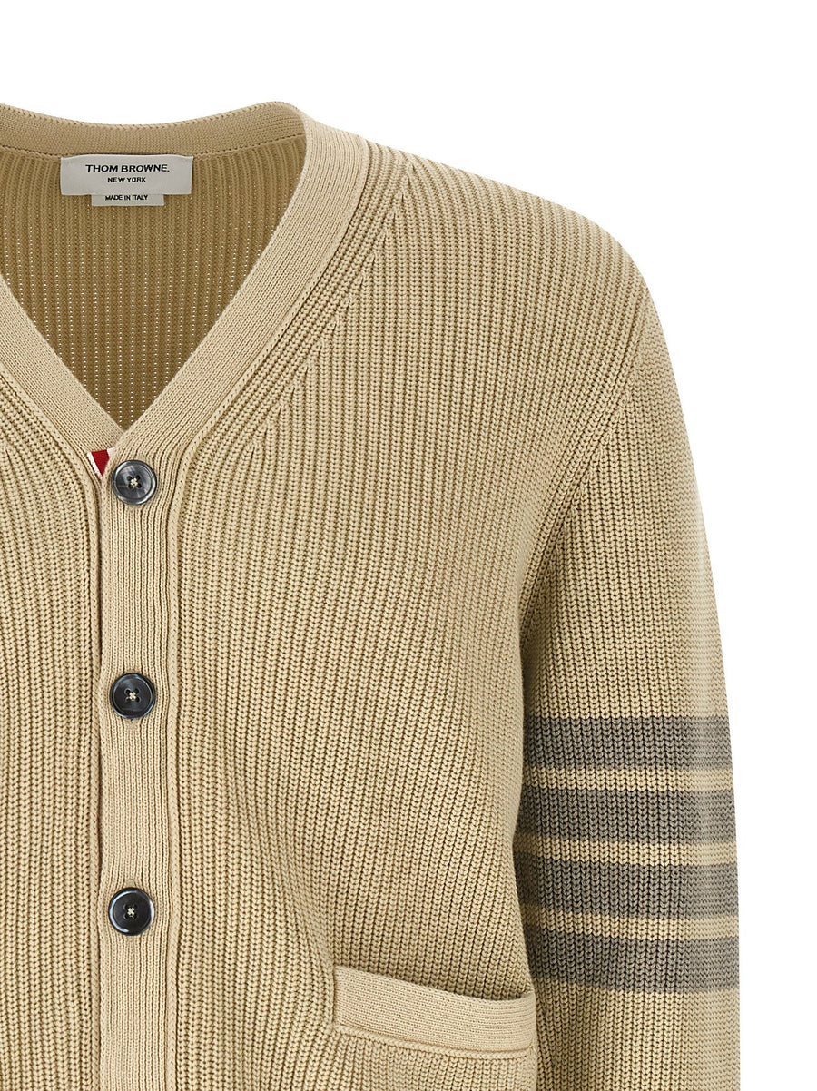 Thom Browne Garment Dye Cardigan For Men One Hundred Percent Cotton Garment Dyed Knit Premium Luxury Wardrobe Essential