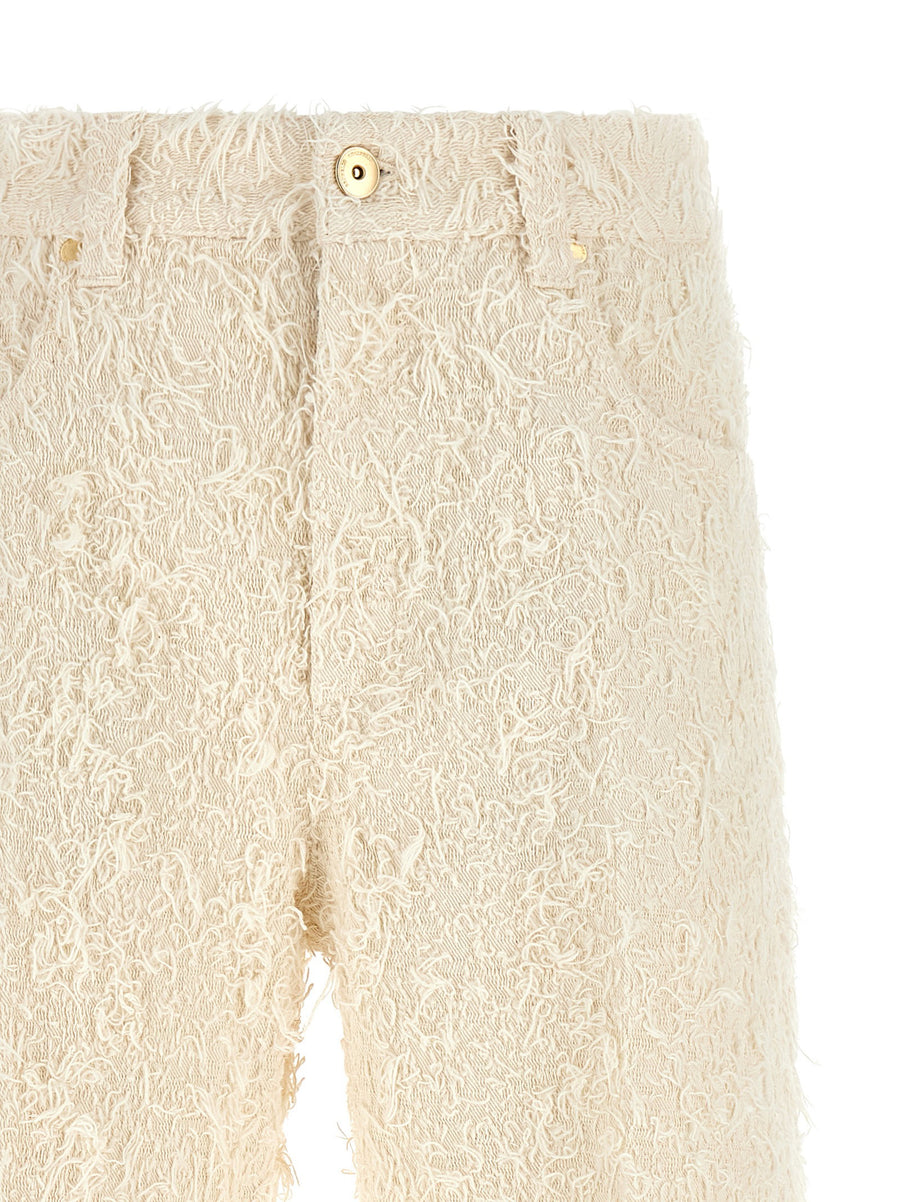 Brunello Cucinelli Contemporary Square Trousers Ivory Fuzzy Denim for Women