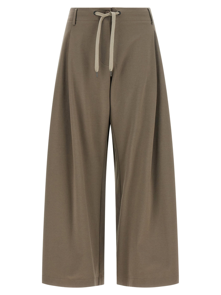 Brunello Cucinelli Interlock Couture Cotton Trousers Gray Women