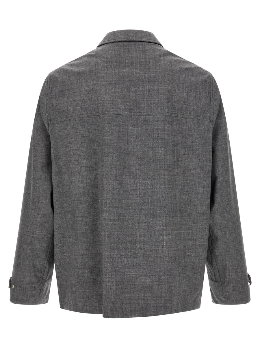 Brunello Cucinelli Field Jacket in Virgin Wool Canvas Gray