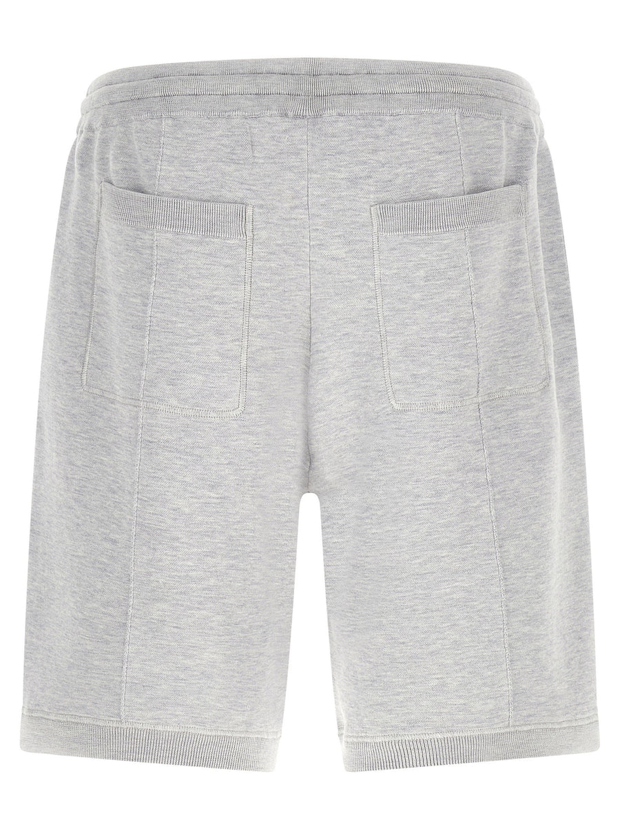 Brunello Cucinelli Double Knit Silk Cotton Bermuda Shorts Gray Melange