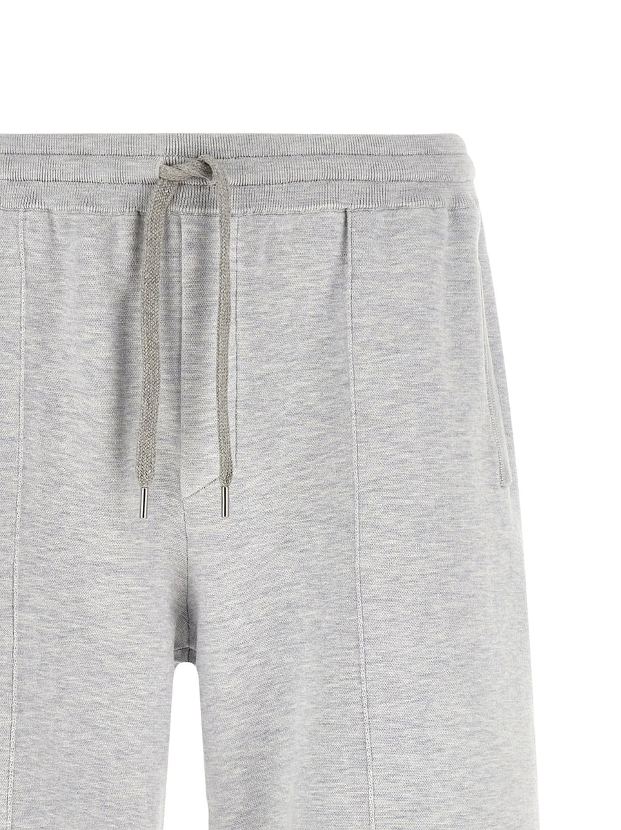 Brunello Cucinelli Double Knit Silk Cotton Bermuda Shorts Gray Melange