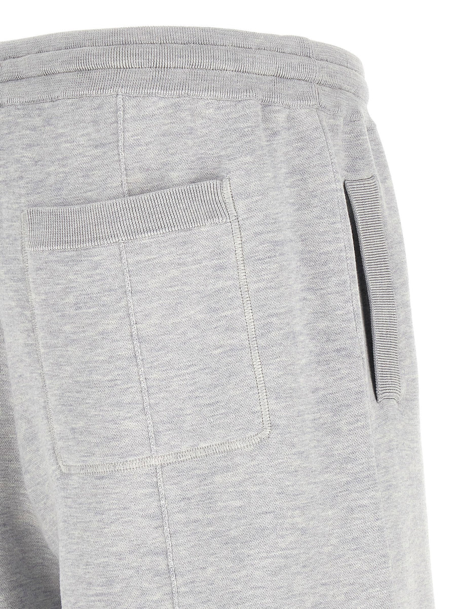 Brunello Cucinelli Double Knit Silk Cotton Bermuda Shorts Gray Melange