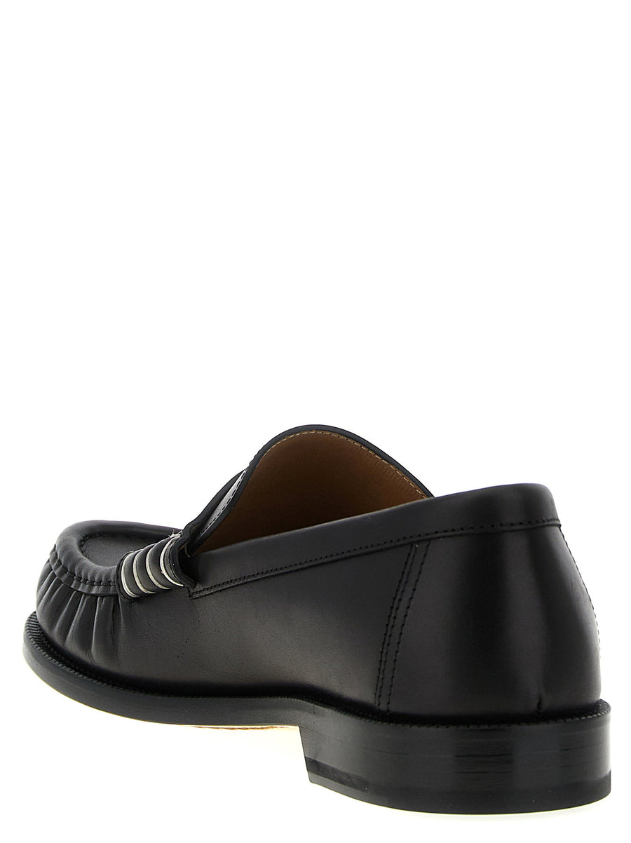J.w.anderson Calfskin Leather Loafers For Men Black Moccasins With Contrast Stitching All Day Comfort Padded Insole