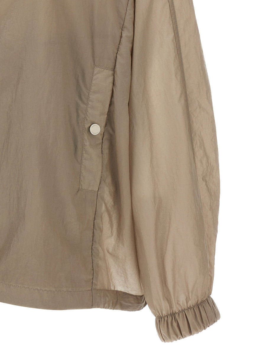 Moorer Lumina Windbreaker For Women Luxe Beige Technical Fabric With Adjustable Hood And Front Zip